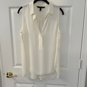 Cream Sleeveless Collared Silk-Like Camisole by White House Black Market Size 8